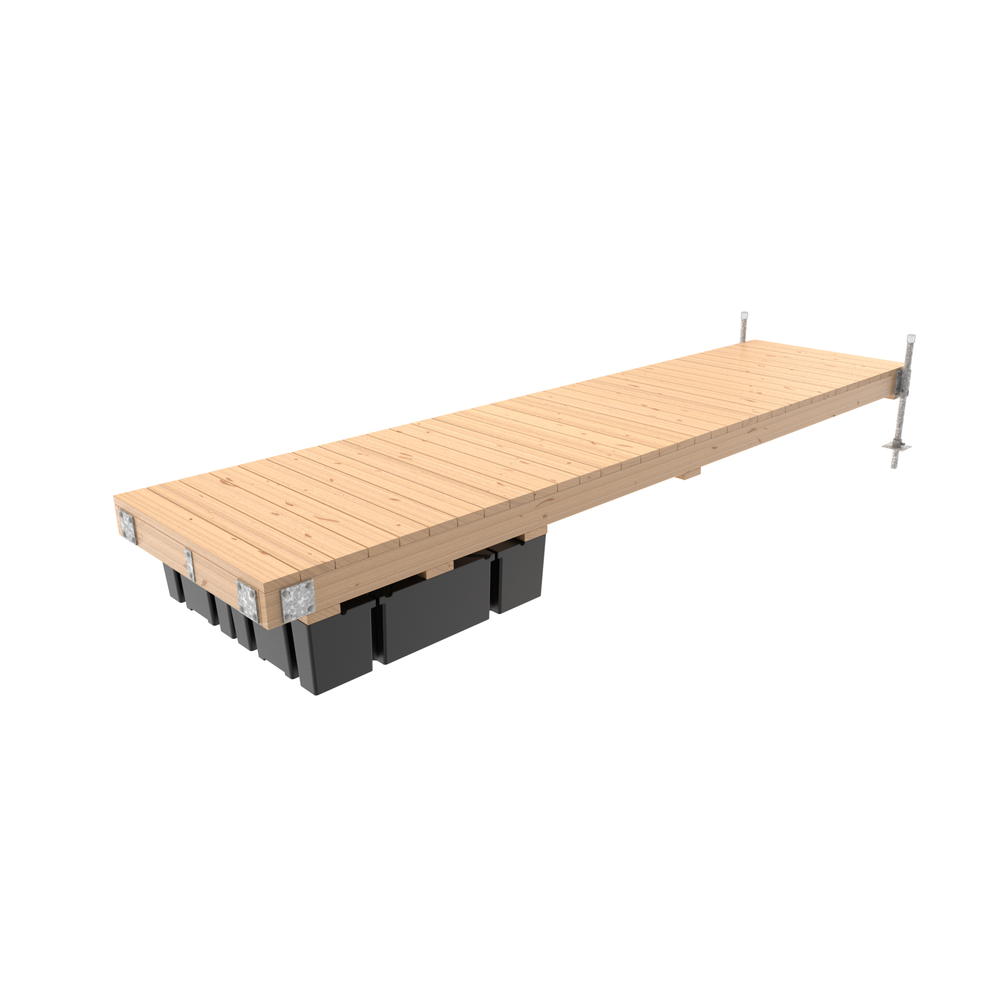 Multinautic Dock Kit — 4ft. x 16ft. Semi-Floating Wood Dock, 24in. x 48in. x 12in. Foam-Filled Floats, HDG Galvanized Steel Components, Model# 19374